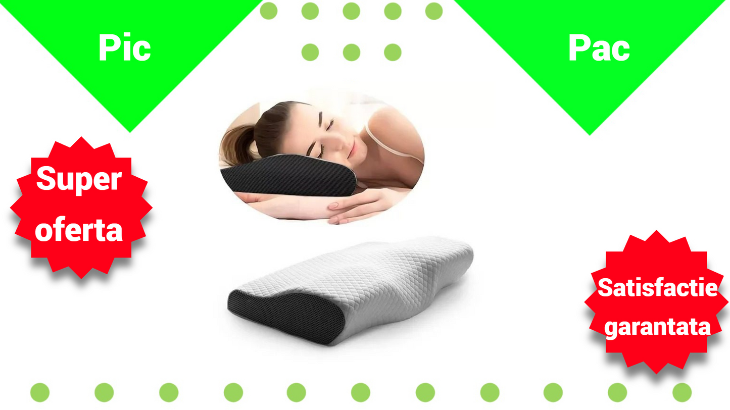 Perna Ergonomica din Spuma cu Memorie - Design in Unda pentru Gat si Cap