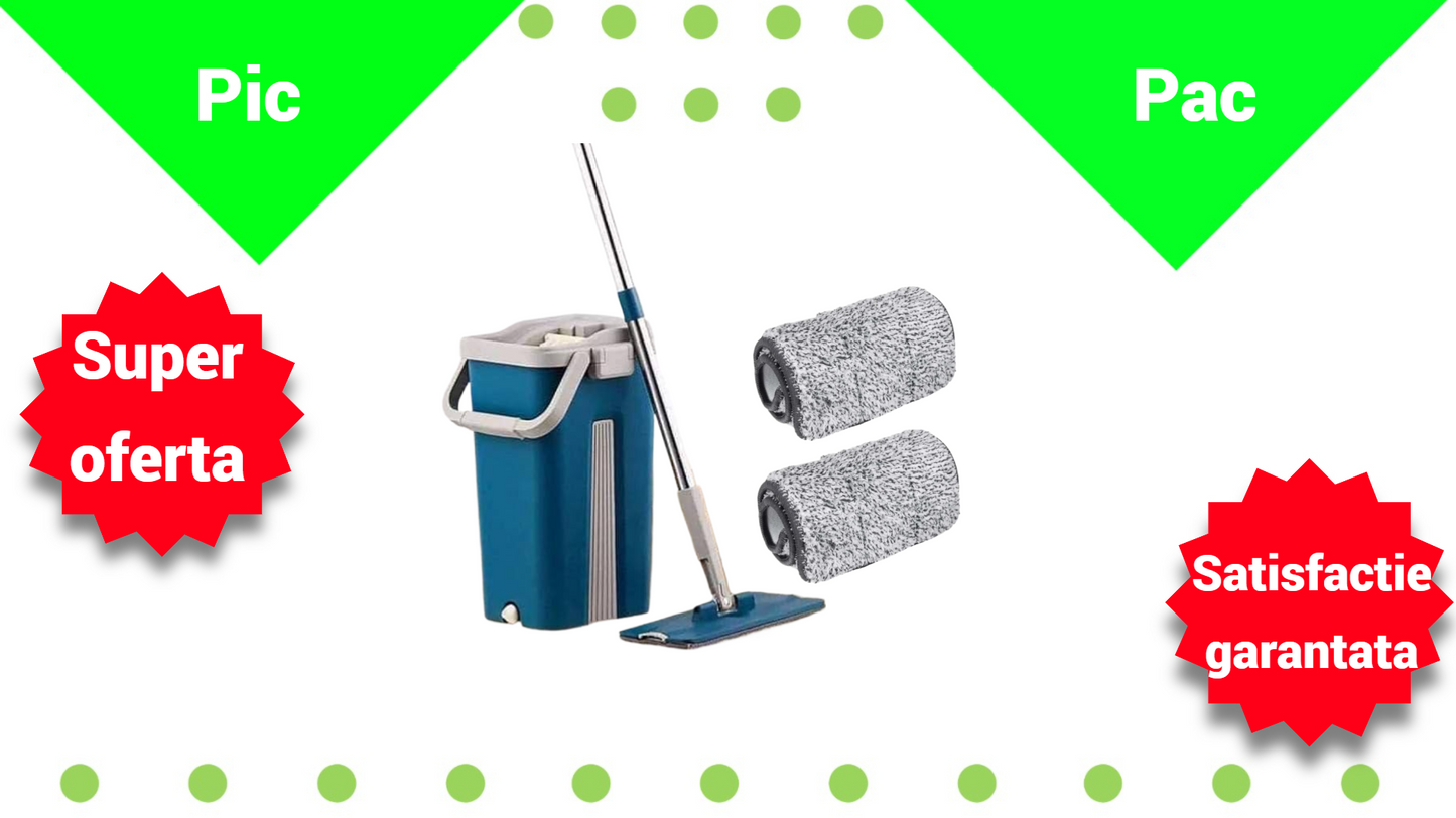 Set Mop cu Galeata si Storcator + 2 Rezerve Microfibra - Curatenie Profesionala