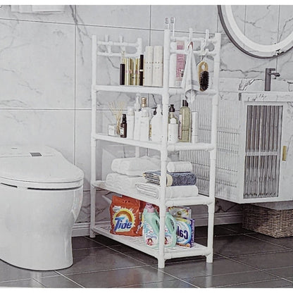 Organizator incaltaminte si baie cu 4 etajere si agatatori - Suport multifunctional pentru casa
