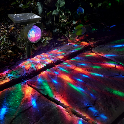 Proiector LED Solar RGB Rotativ pentru Exterior - Iluminare Decorativa Gradina