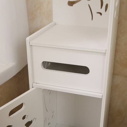 Dulap Vertical de Colt pentru Baie 100x24x24 cm - Alb Modern cu Sertare si Polite