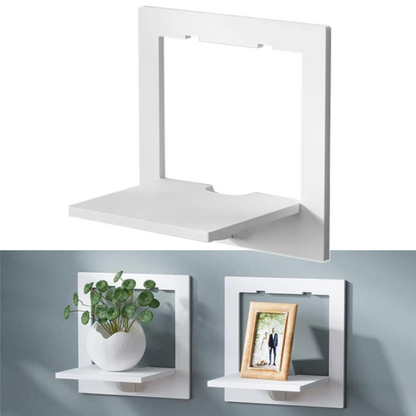 Etajera de Perete Hexagonala Alba - Suport Decorativ pentru Flori si Rame Foto