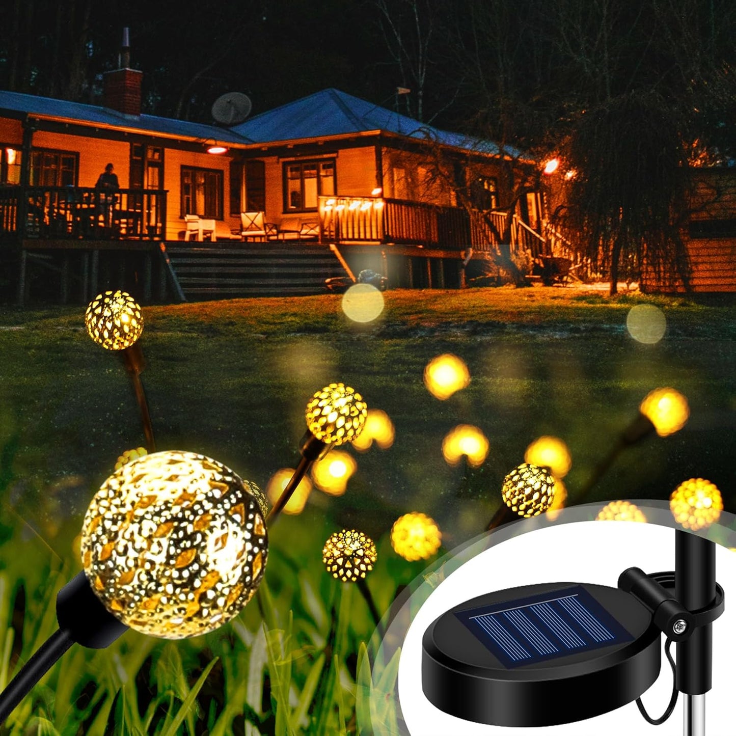 Set 2 Pomisori Solari LED Decorativi - 6 Bulbi Per Bucata, Design Oriental, Impermeabili IP65