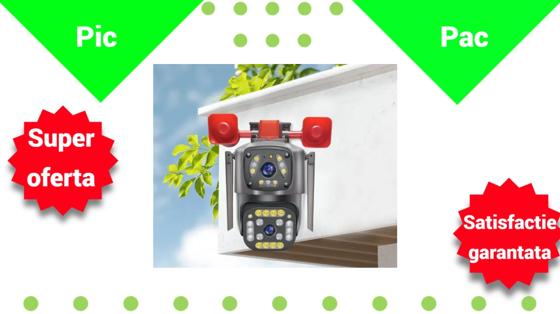 Camera Supraveghere WiFi PTZ 2MP Ultra HD - Interior/Exterior cu Detectare Miscare si Viziune Nocturna