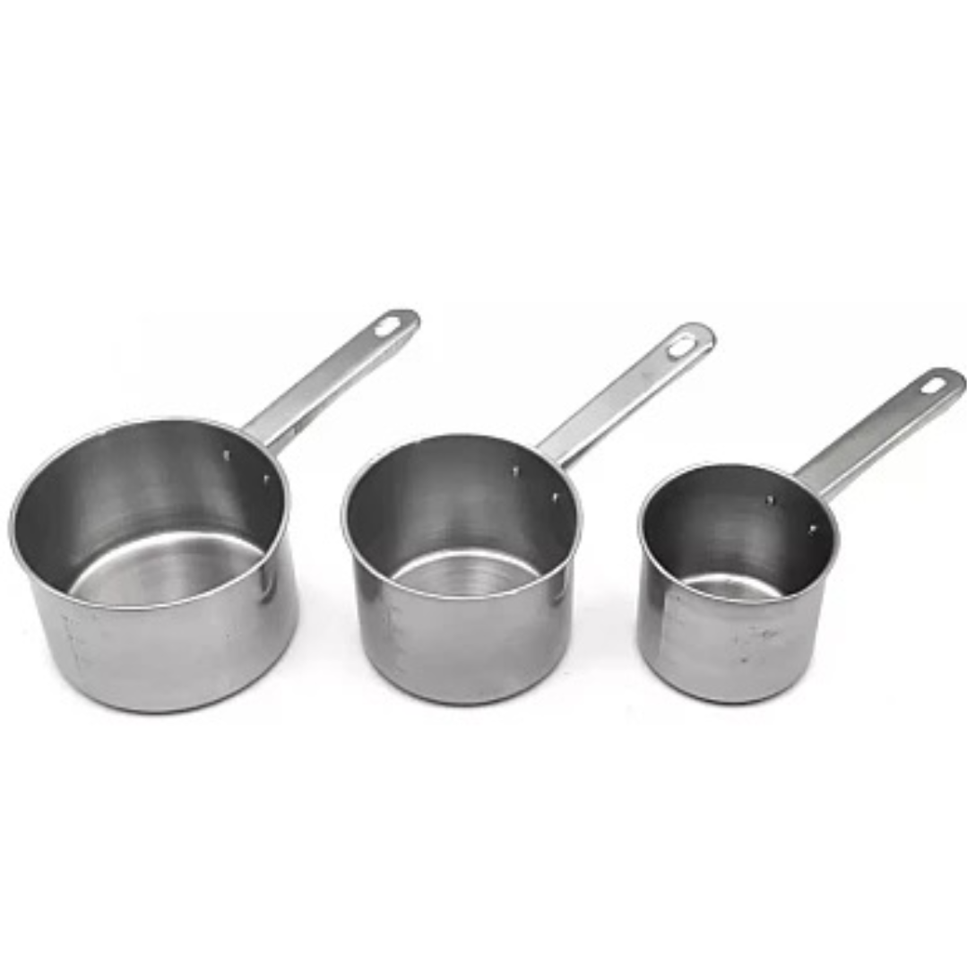 Set 3 Ibrice din Otel Inoxidabil 450ml, 650ml, 900ml - Manere Ergonomice, Compatibile Toate Plitele
