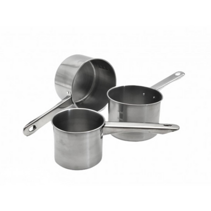 Set 3 Ibrice din Otel Inoxidabil 450ml, 650ml, 900ml - Manere Ergonomice, Compatibile Toate Plitele