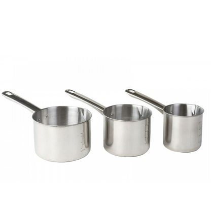 Set 3 Ibrice din Otel Inoxidabil 450ml, 650ml, 900ml - Manere Ergonomice, Compatibile Toate Plitele