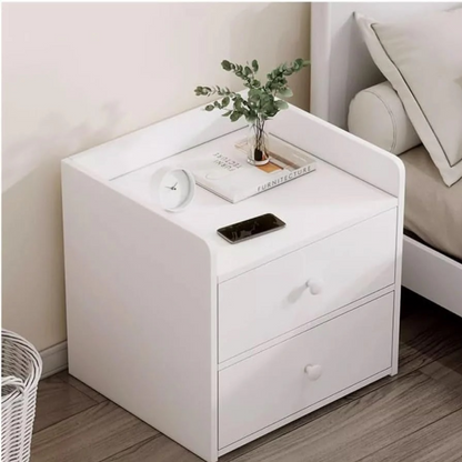 Noptiera Alba Moderna cu 2 Sertare Spatioase din PAL - Design Elegant Dormitor