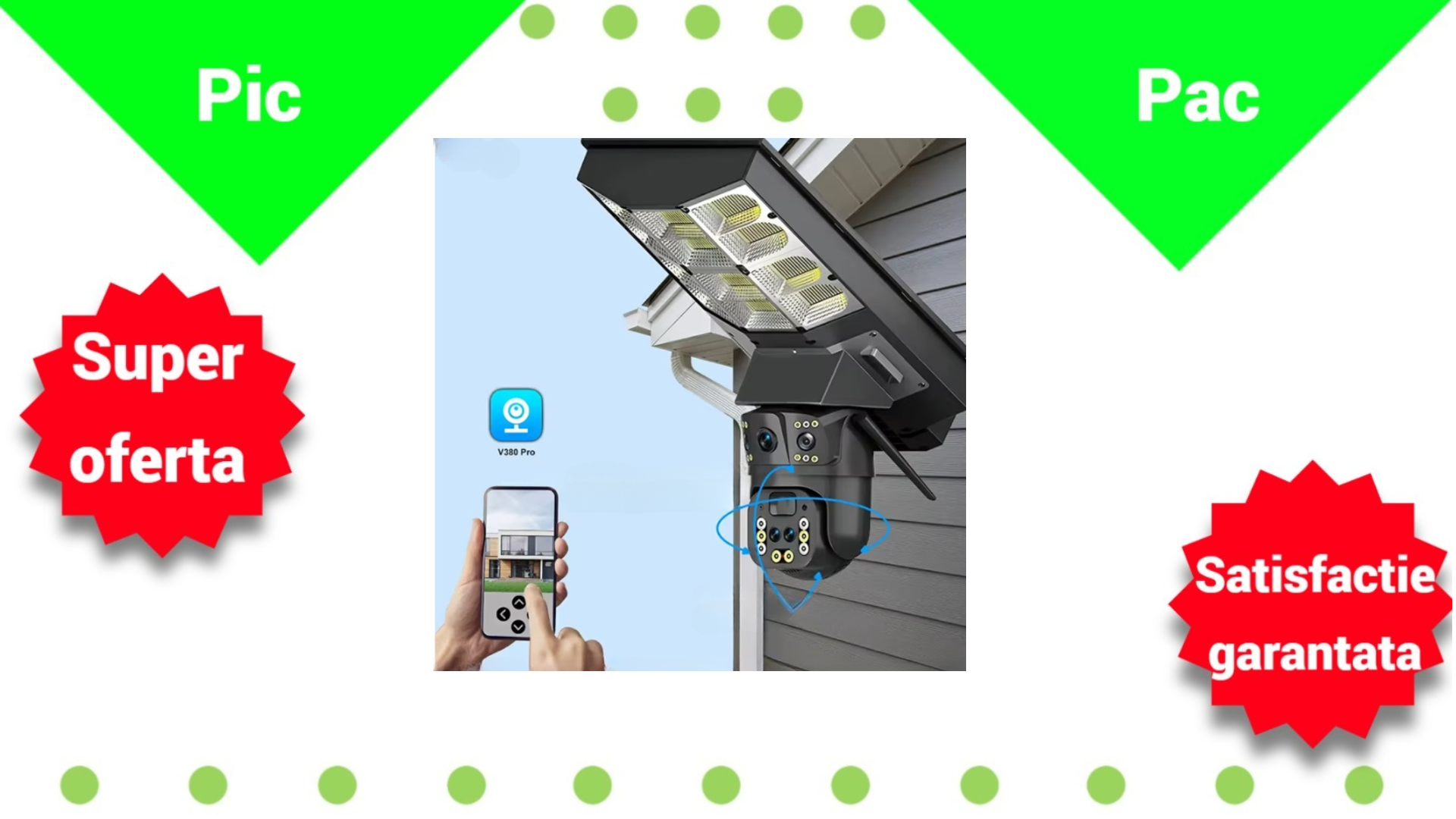 Camera Solara Inteligenta 4MP cu PTZ si Conectivitate 4G - Supraveghere Completa cu Iluminare LED