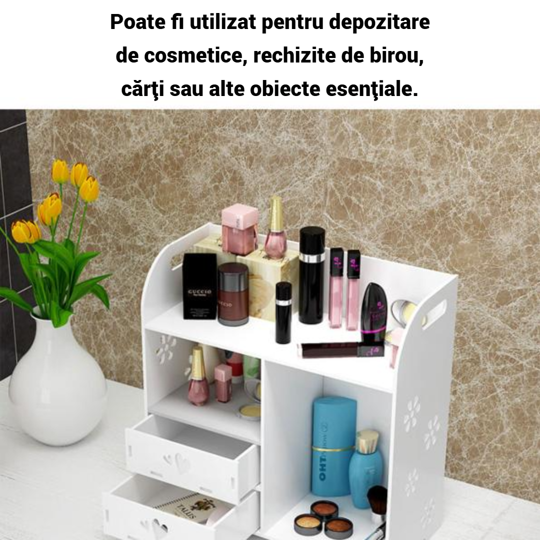 Organizator Multifunctional cu Sertare pentru Birou si Cosmetice - Depozitare Compacta si Eleganta