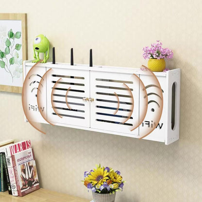 Raft Organizator de Perete pentru Router WiFi - Suport Modern cu Ascundere Cabluri si Prize