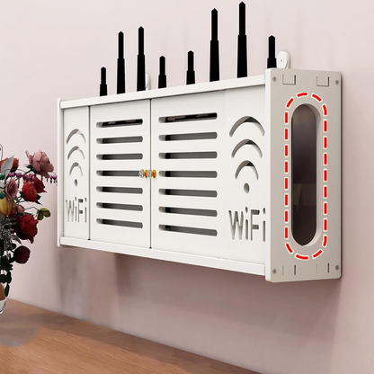 Raft Organizator de Perete pentru Router WiFi - Suport Modern cu Ascundere Cabluri si Prize
