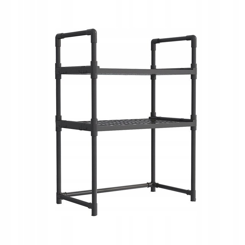 Suport organizator pentru microunde cu 2 rafturi - Raft multifunctional bucatarie cu agatatoare