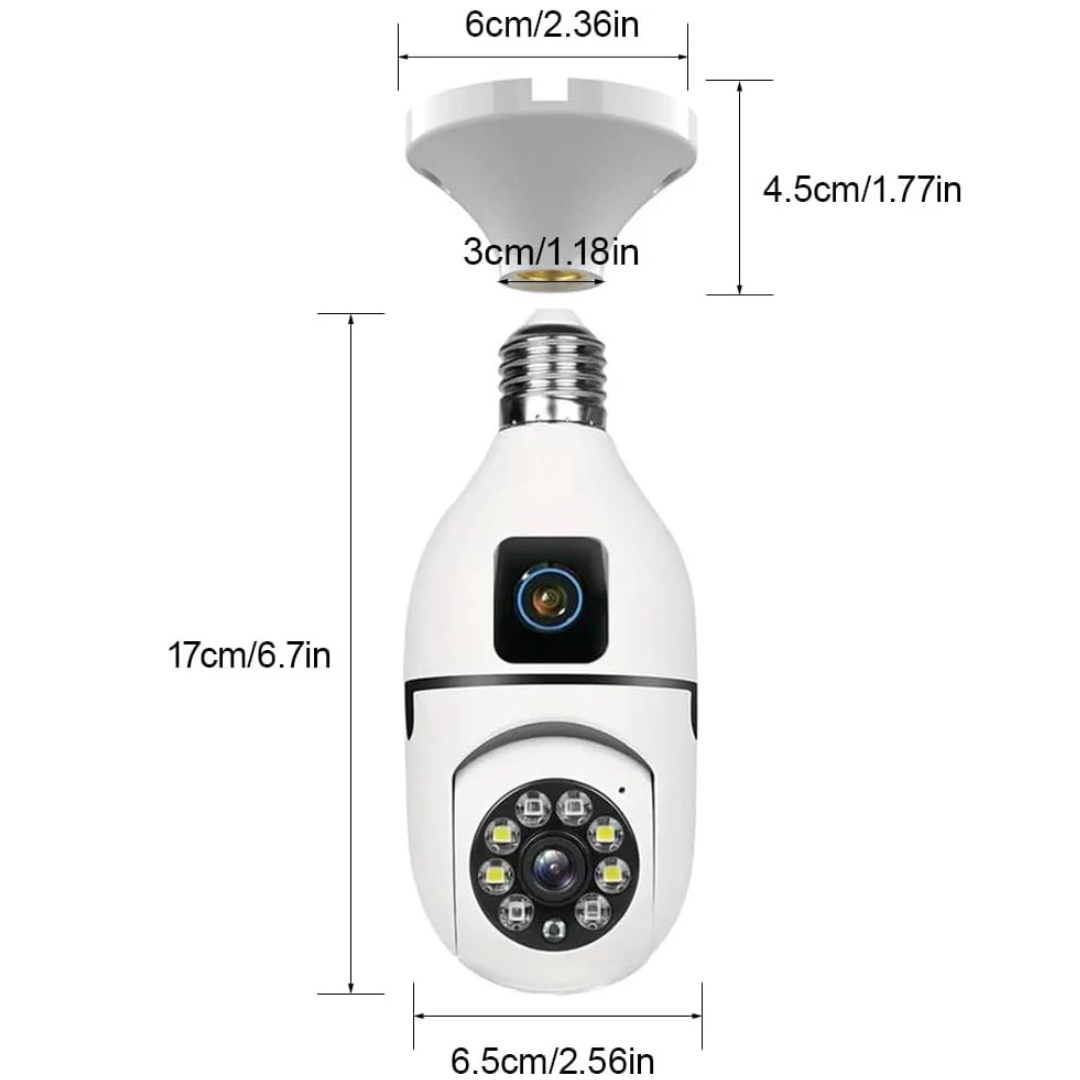 Camera de Supraveghere Inteligenta cu Bec E27, Rotatie 360°, Viziune Nocturna Color si Audio Bidirectional