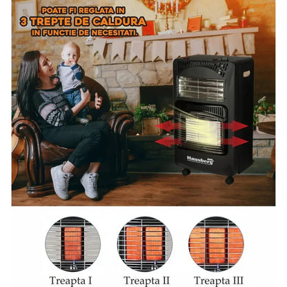 Soba pe gaz si electric Hausberg HB-1022NG, 4.2 kW