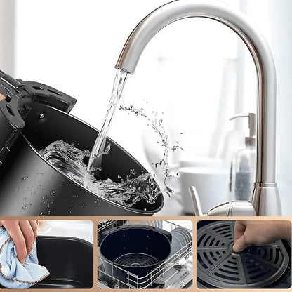 Friteuza cu aer cald AirFryer 3000W, capacitate 6L si afisaj digital + 100 hartii de copt cadou