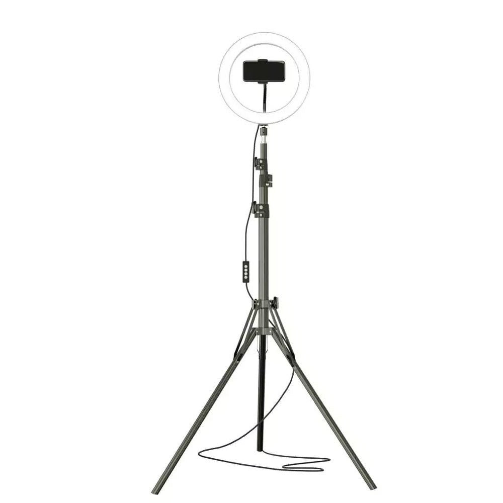 Lampa circulara Ring Light, 120 x LED SMD, 10 trepte lumina, telecomanda pe fir, trepied inclus