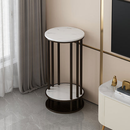 Suport Plante Etajat Rotund - Blat Imitatie Marmura, Design Modern Interior