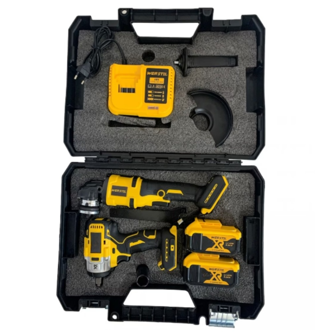 Kit Scule Profesional Werstil 48V - Pistol Impact 320Nm + Polizor Unghiular + 2 Acumulatori 5Ah