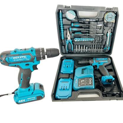 Kit Bormasina cu Percutie si 2 Acumulatori - Set Complet cu Statie Incarcare si Accesorii Premium
