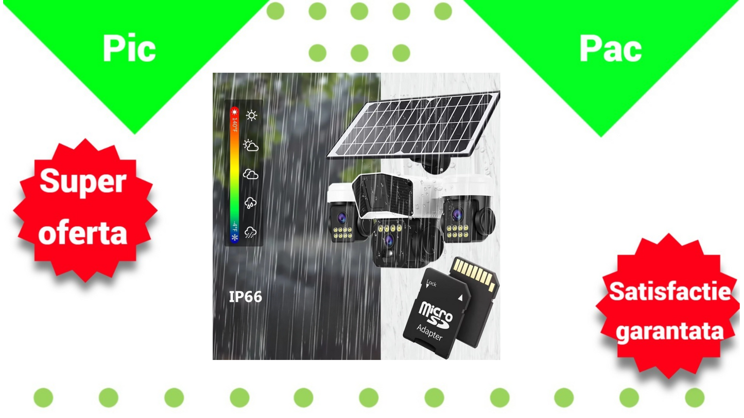 Camera de Supraveghere Solara 4G TL3 - Baterie 12000mAh, Viziune Nocturna, Senzor PIR + Card 32GB