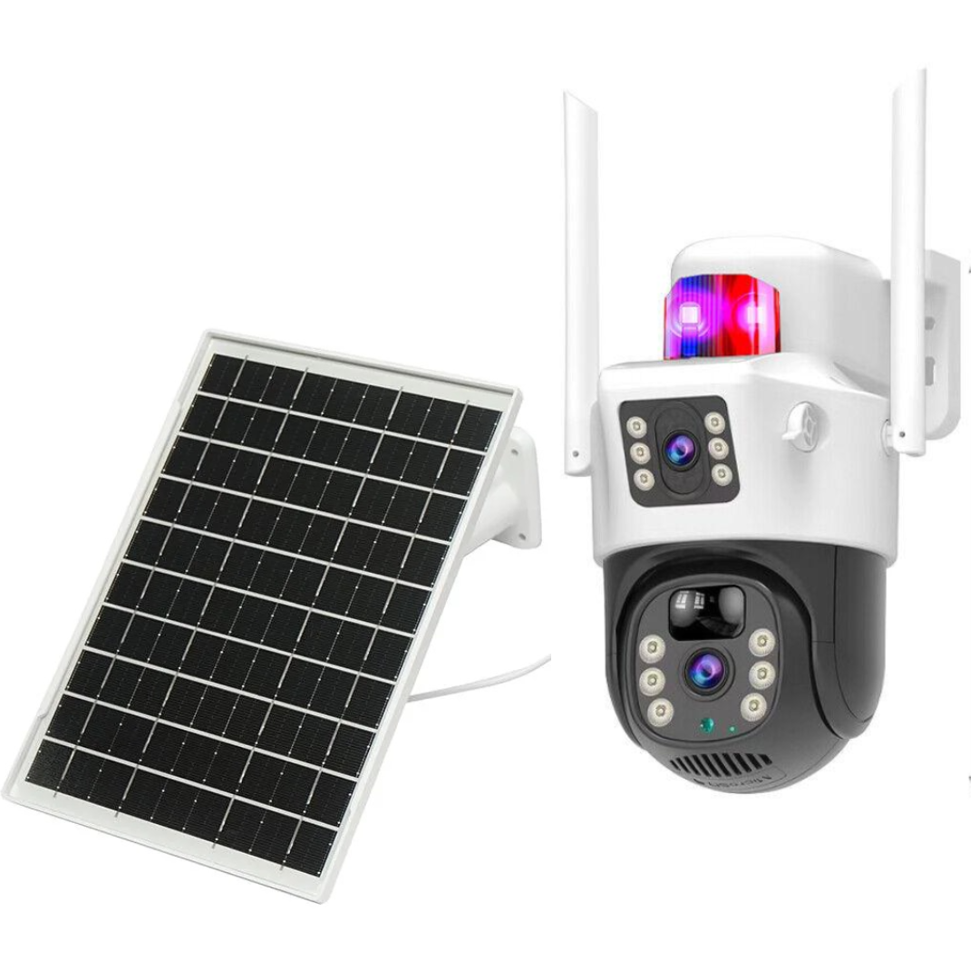 Camera Supraveghere 4G cu Panou Solar si Lentila Duala - Card 32GB Inclus - 12