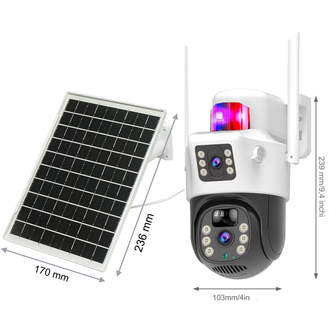 Camera Supraveghere 4G cu Panou Solar si Lentila Duala - Card 32GB Inclus - 20