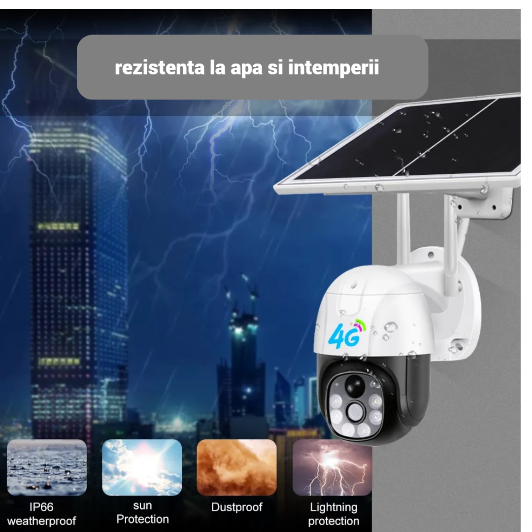 Camera Supraveghere Solara 4G - 5MP Full HD, Zoom 10X, Panou Solar 9W, Card 32GB Inclus - 13