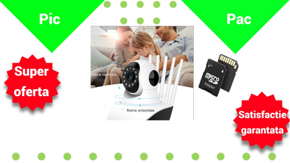 Camera Supraveghere WiFi cu 5 Antene, Sunet Bidirectional si Card 32GB - Monitorizare Completa 24/7