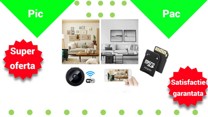 Camera de Supraveghere WiFi 1080p cu Vedere Nocturna + Card MicroSD 32GB - Pachet Complet