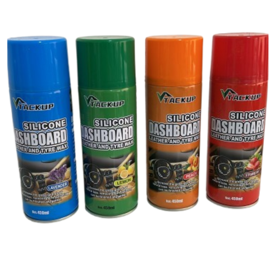 PACHET 1+1 Spray Silicon Auto TACK UP 450ml - Ceara Lichida Bord si Piele, Efect Antistatatic - 10