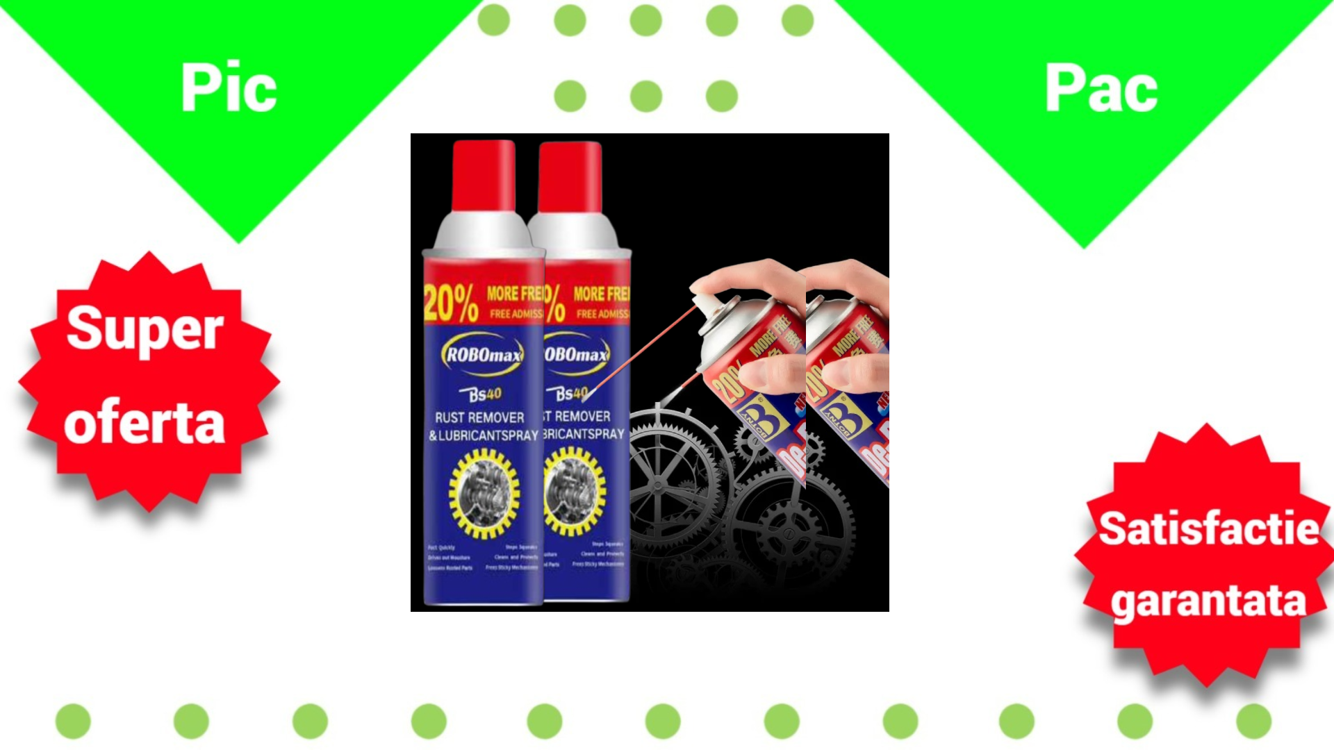 Set 1+1 Spray Degripant Anti-Rugina 400ml - Indepartare Rapida Rugina, Lubrifiere si Protectie Metalica