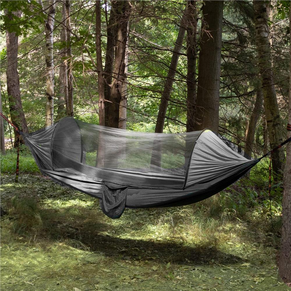 Hamac Dublu cu Plasa Antiinsecte 150x200cm - Material Parasuta, Buzunar Accesorii si Geanta Transport