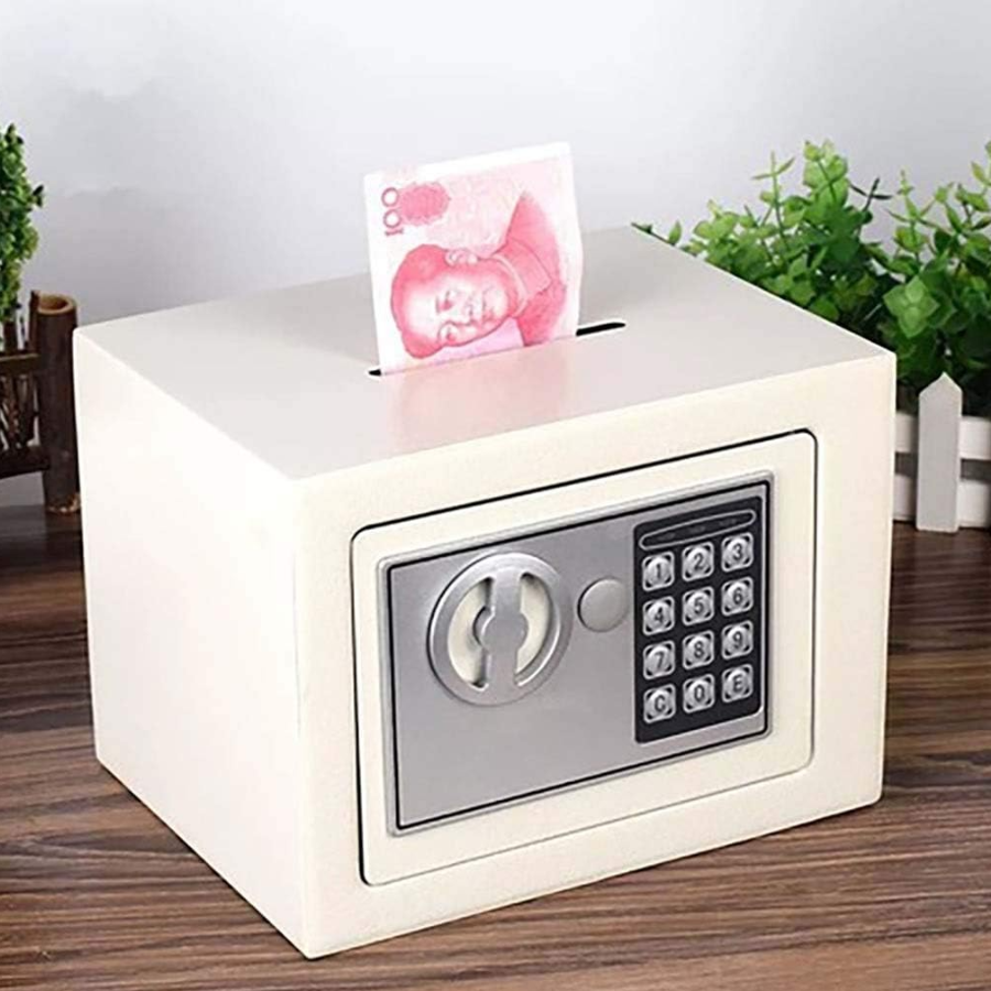 Seif Metalic cu Cod Digital si Cheie - Cutie Economii Sigura cu Slot pentru Bani