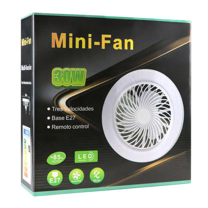 Ventilator Plafon LED cu Telecomanda 30W, fasung E27, 2in1 Iluminare + Racire, Design Modern Ultra-Silentios, 3 Trepte Viteza