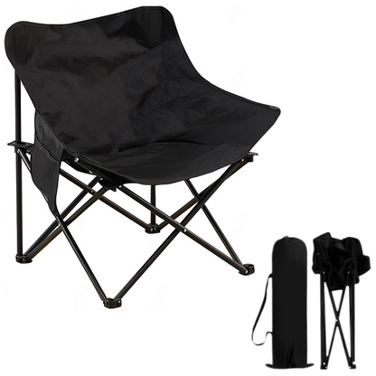 Scaun Pliabil de Camping Premium cu Spatar Inalt, Buzunar si Husa Transport - 130kg