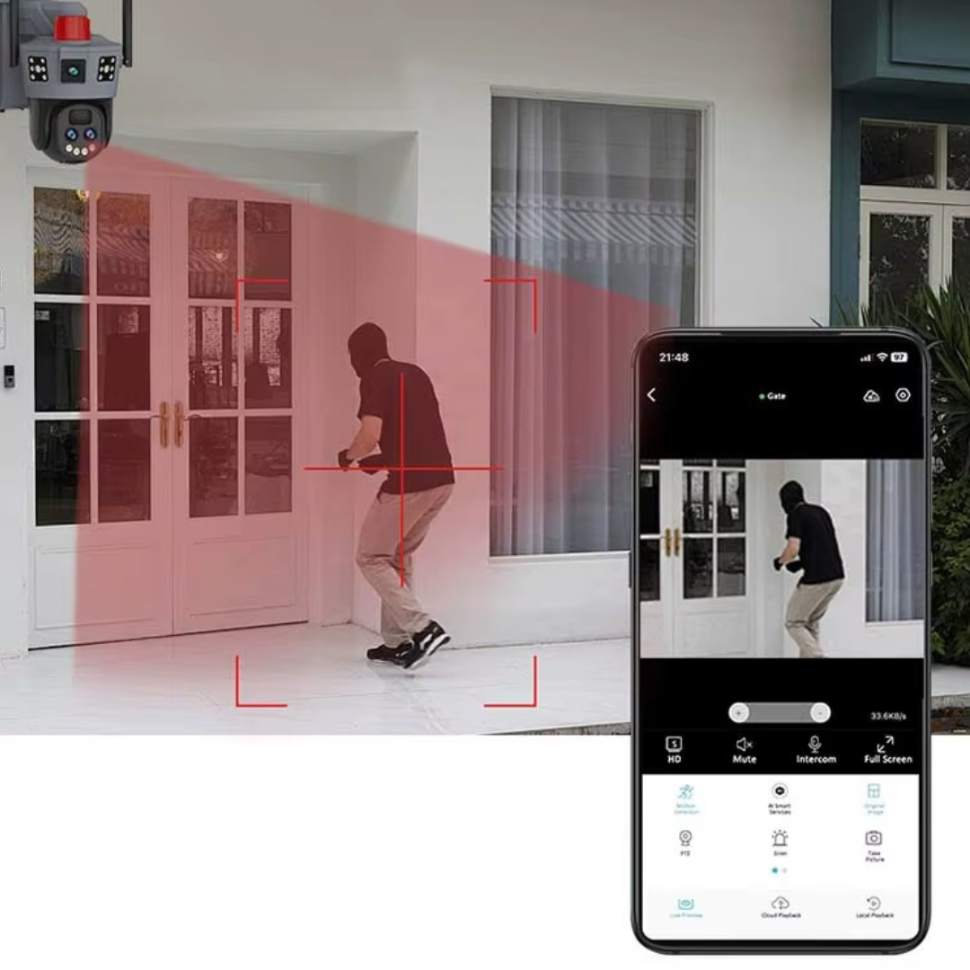 Camera Supraveghere 4G PTZ Solara 360° cu Dual Lens, Viziune Color Nocturna si Audio Bidirectional