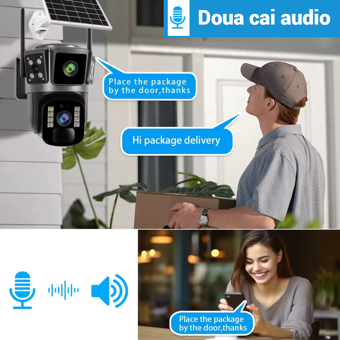 Camera de Supraveghere 4G cu Panou Solar - Dubla Lentila 360°, Full HD, Vedere Nocturna Color, Audio Bidiretional - 7