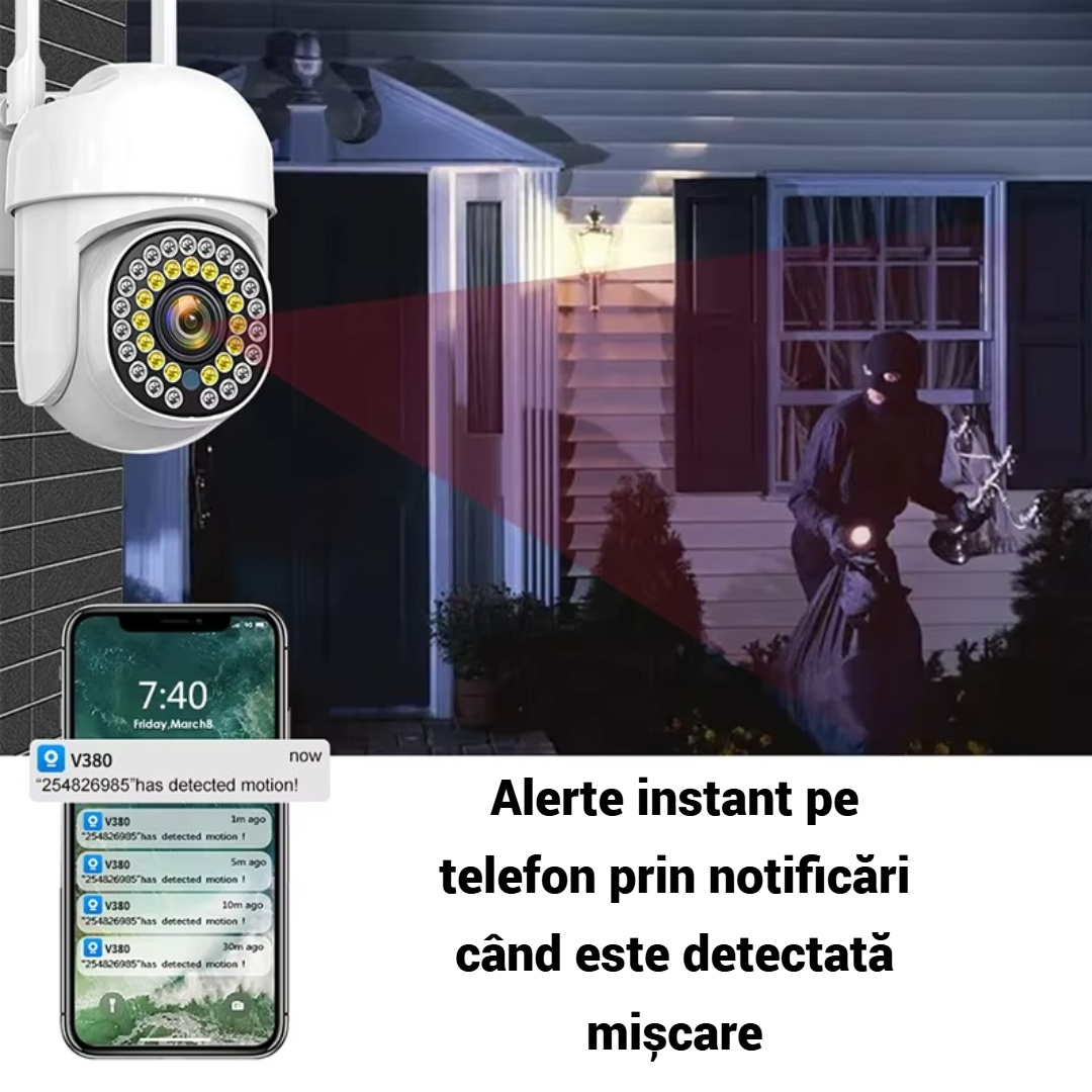 Camera Supraveghere WiFi Smart Exterior cu Vedere Nocturna Color, Detectie Miscare si Control Telefon - 8