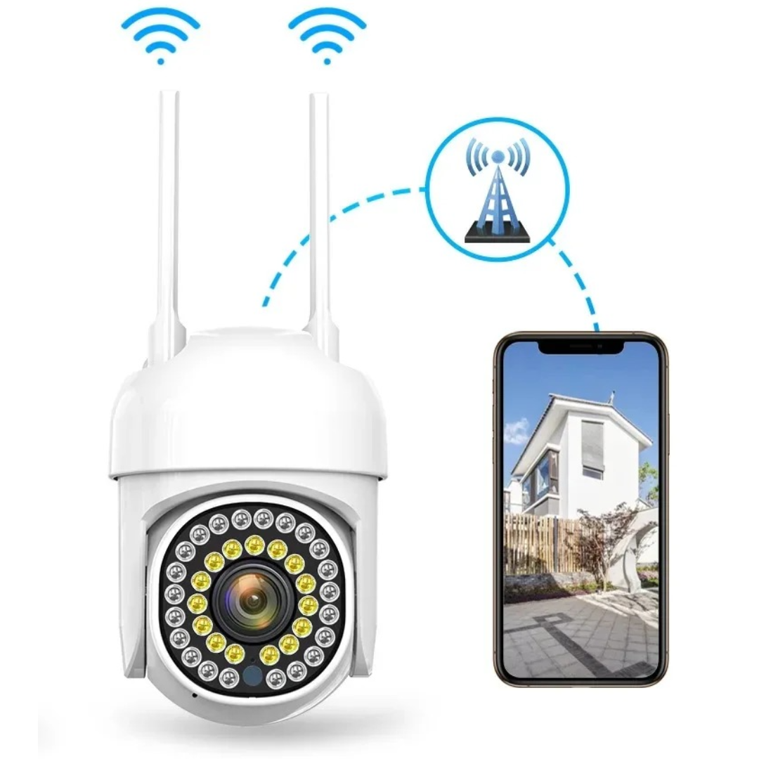 Camera Supraveghere Exterior WiFi Smart - Vedere Nocturna Color, Detectare Miscare + Card 32GB - 12
