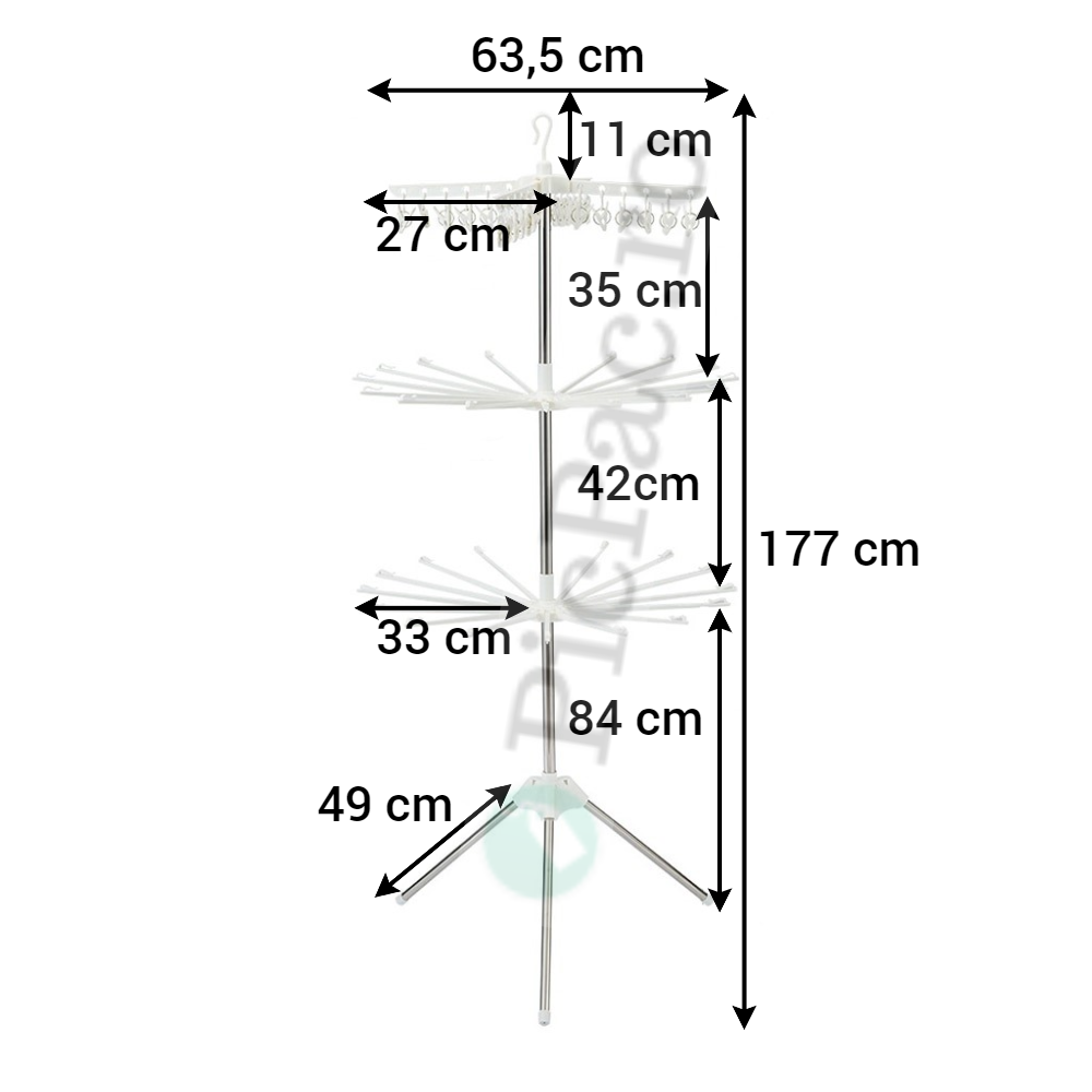 Pachet 1+1 Uscator Rufe Vertical 3 Nivele Pliabil - Compact, Portabil si Eficient pentru Interior/Exterior - 17