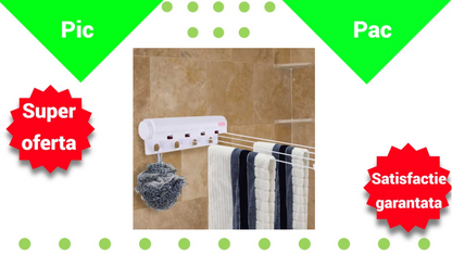 Uscator Rufe Retractabil cu 4 Sfori - Pachet 1+1 cu Sistem de Intindere Rapid