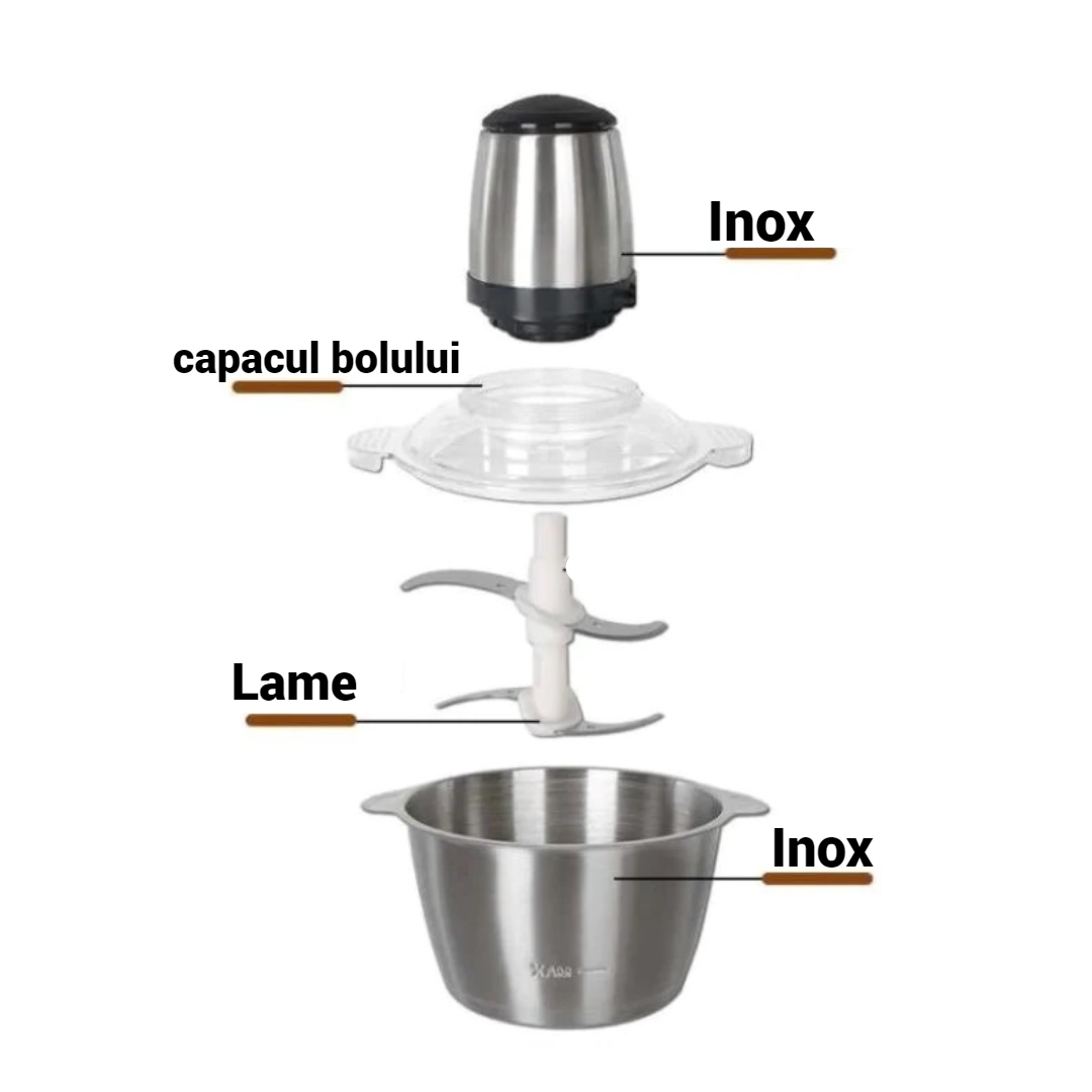 Set 1+1 Tocator Electric Universal cu 4 Lame din Inox - Maruntitor Multifunctional pentru Bucatarie - 13