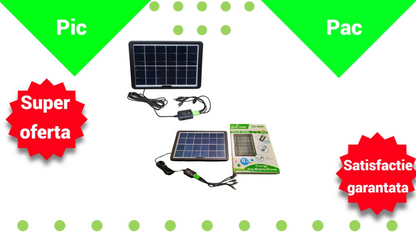 Pachet 1+1 Panou Solar Portabil - Port USB pentru Incarcare Dispozitive Incarcare Ecologica IP65 Rezistent la Apa