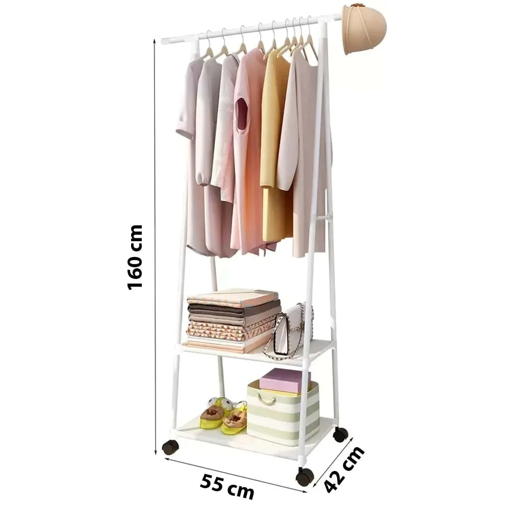 Pachet 1+1 Suport Cuier Triunghi pentru Haine cu 2 Rafturi - Design Modern din Otel Inoxidabil - 12
