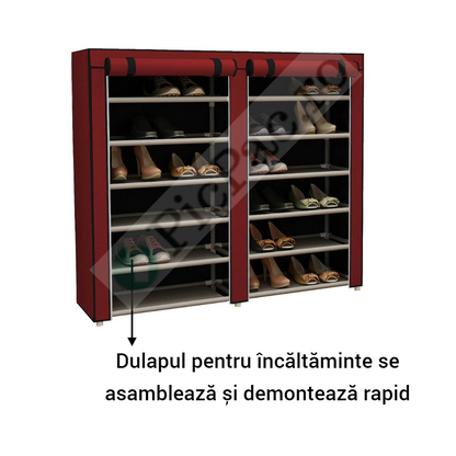 Dulap Textil Portabil pentru Incaltaminte - Organizator 36 Perechi cu Fermoare