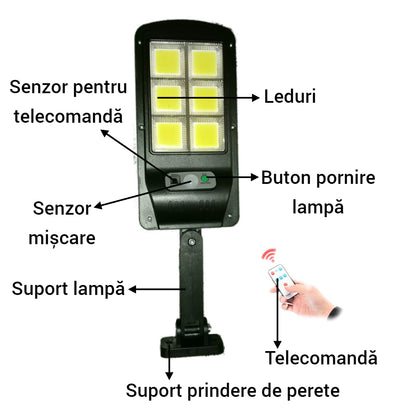 Lampa Solara LED cu Senzor de Miscare 120° - Iluminare Exterioara Automata IP65 - 17