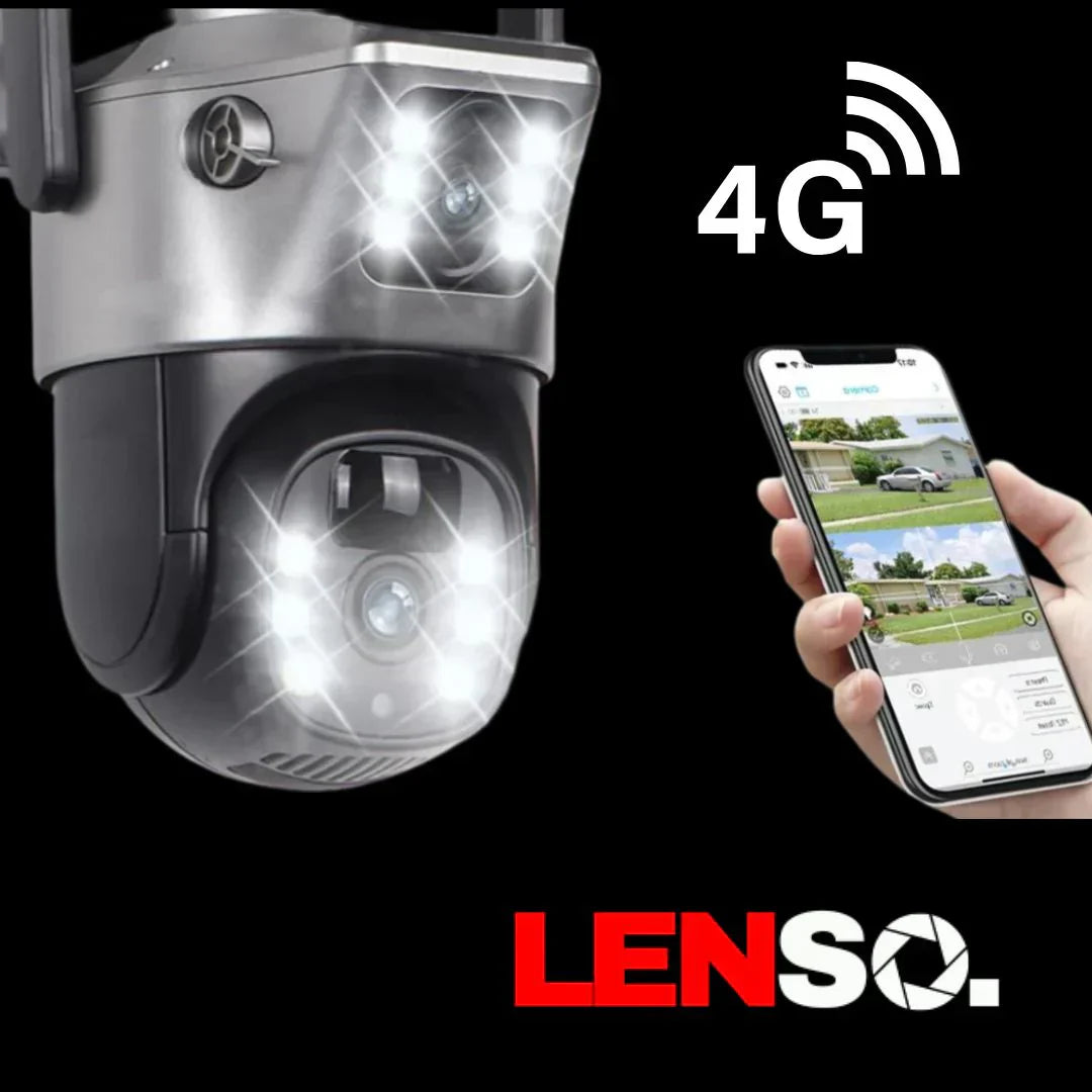 Pachet x 4 Camera Supraveghere LENSO 4G Dubla +  4 CARDURI 128GB + 4 CARTELE YOXO