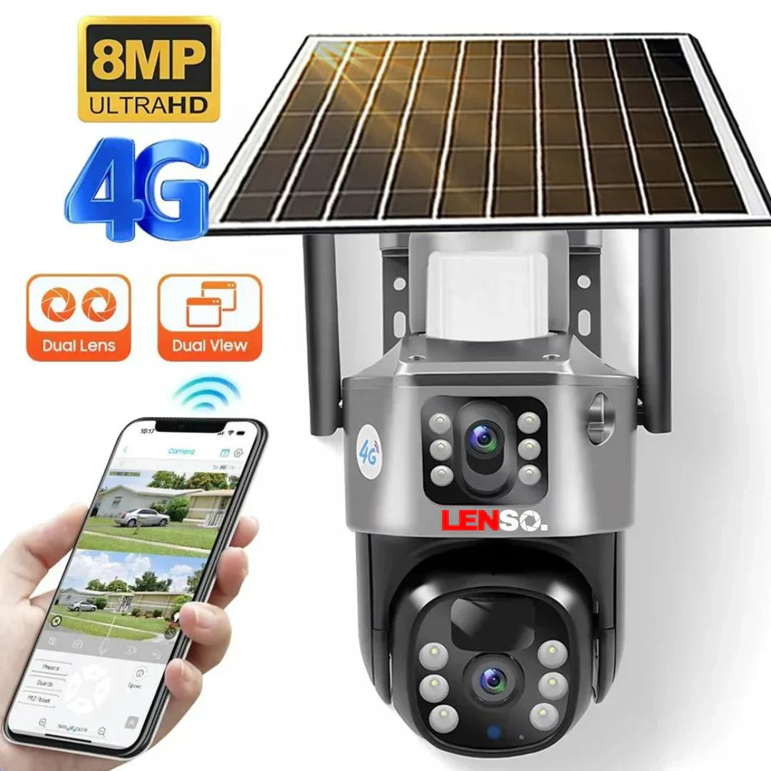 Pachet x 4 Camera Supraveghere LENSO 4G Dubla +  4 CARDURI 128GB + 4 CARTELE YOXO