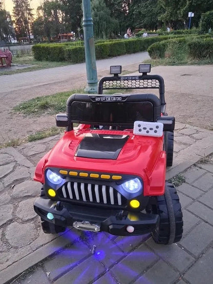 Masinuta electrica 24V pentru copii, cu doua locuri – camion electric pentru micuti, alimentat cu baterie, cu telecomanda, afisaj pentru baterie, maner, portbagaj, lumini LED si muzică